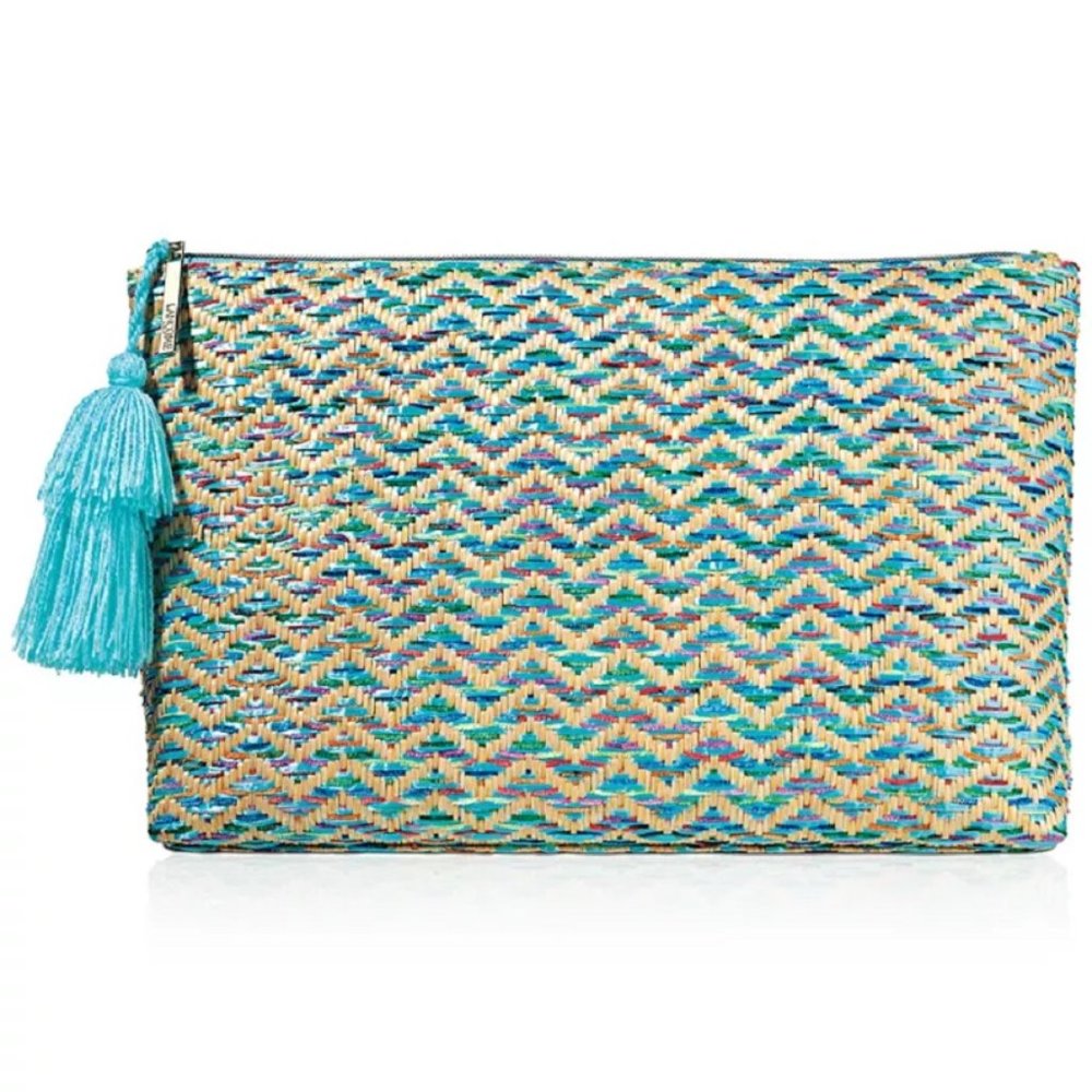 Lancome Very Large Roomy Cosmetics Makeup Bag Blue folds flat New sealed